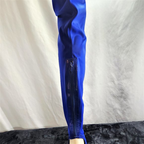 Privileged Royal Blue Over The Knee Lycra Stretch Boots - Picture 6 of 10